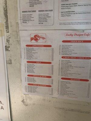 Menu same since 2016