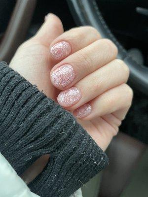 Short almond nails-clean cuticles