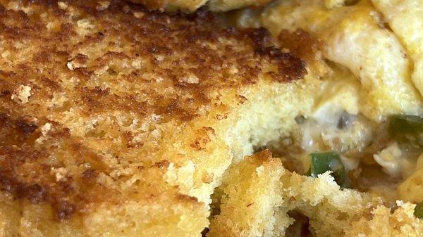 Cornbread muffins are amazing and they crisp them on the griddle