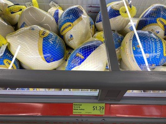 Price for 16-22lb turkey = $1.39 per lb 10/29/21