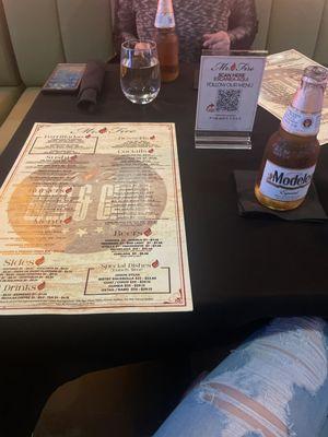 Menu, QR Code and a Modelo