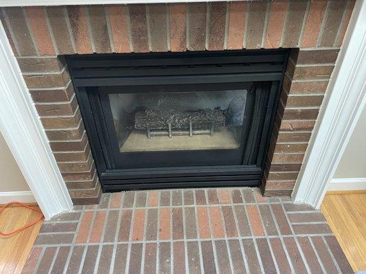 Older fireplace- that needed a replacement seal.