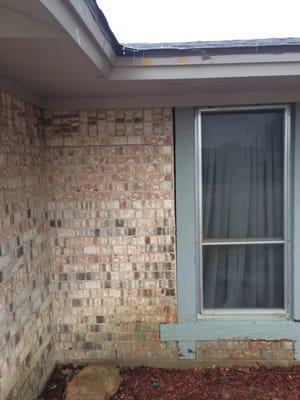 Separation at windows and cracks in brick veneer related to excessive settlement