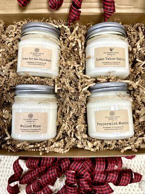 Handmade, rustic and charming Candle Samplers are popular gifts. Choose your favorite (4) scents and receive over 200+ hours of burn time.