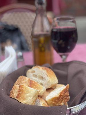 Complimentary bread and Chianti ($10)