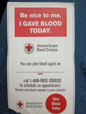 Thank You for Hosting the American  Red Cross Blood Drive