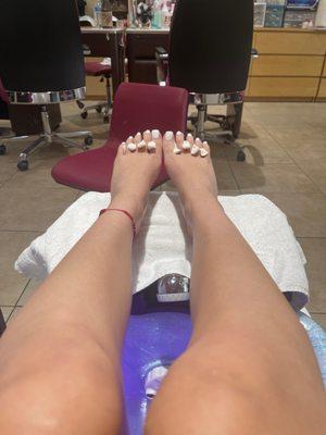 Pedicure with acrylic on toes