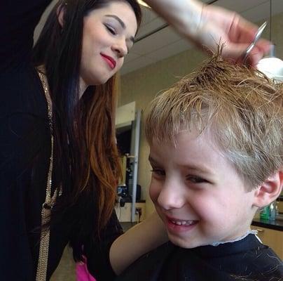 We do children's cuts too ! Look how happy he is !