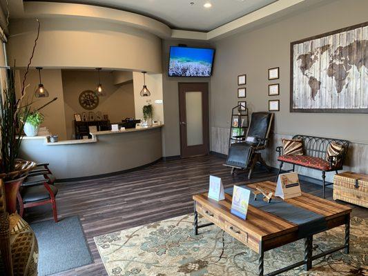 Our front office lobby features a relaxing setting and a plethora of coffee and tea options!