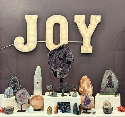 Crystal Joys has a very wide variety in crystals, from jewelry to home decor!!