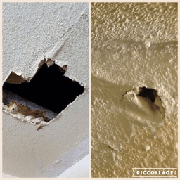 The hole that maintenance made in my ceiling and wall