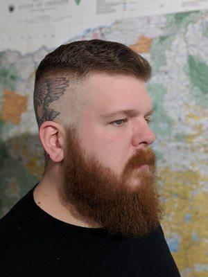 High skin fade and beard trim