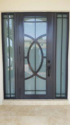 Aluminum door with fish decor