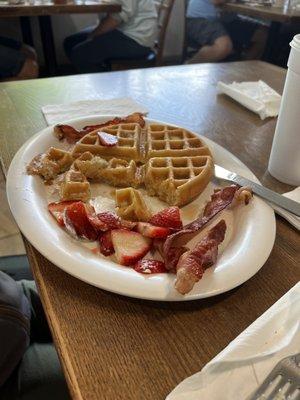 Waffles and bacon