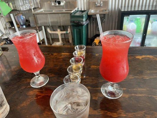 Rum lemonade, flight and hurricane