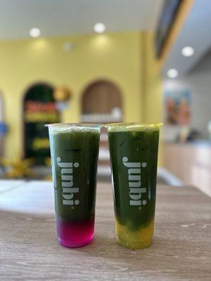 Left: Matcha Yuzu Dragonfruit, Right: Matcha Mango Fresca