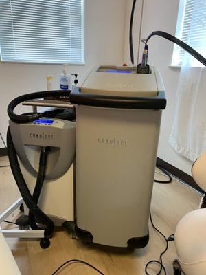 Cynosure's Elite + machine using both Alexandrite and YAG lasers to treat ANY skin tone.