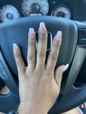 Pink and white ombre acrylics