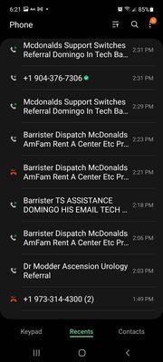 calls to from barrister Hemmersbach and warehouse and at&t mid afternoon att phone