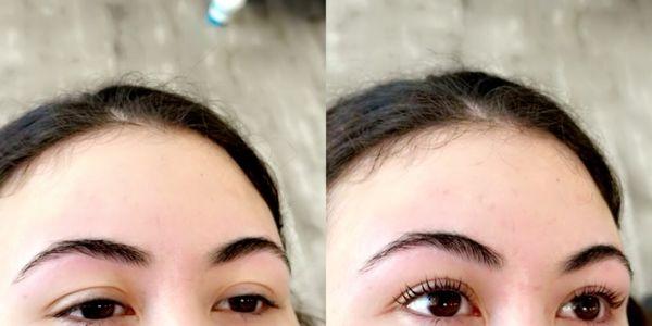 Lash lift before & after