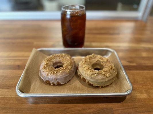 Almond Crumb and Cake & Coffee Donuts, Basic B Cold Brew