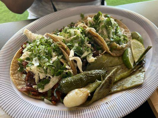 Oaxaca Taco Plate with Asada, Pastor and  Chicarron