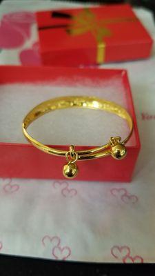 Beautiful 24k adjustable bangle with two little bells