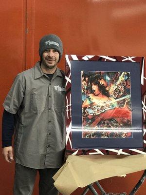 Custom painted picture frame in memory of Eddie Vanhalen...beautiful job Martin!