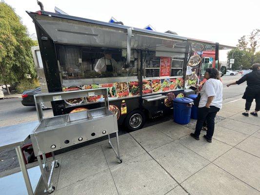 Outside is the food truck.