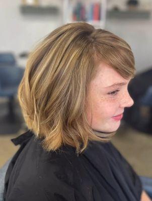 Golden blonde Bob done by Kellie