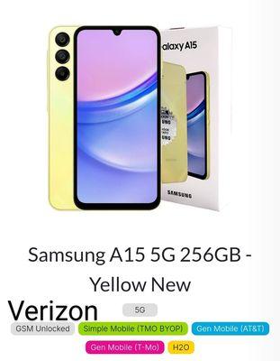 Samsung Galaxy A15 5G 256GB Unlocked Verizon/T-Mobile/AT&T/Metro Pcs/Boost/Cricket/Simple Mobile/TracFone $300.00