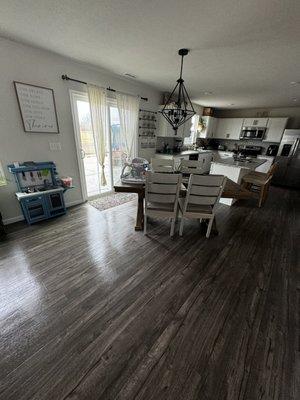 Dining room and kitchen.