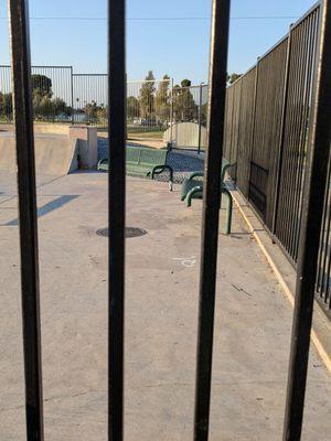 Benches in the skate park