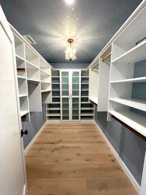 Custom White Walk In Closet from California Closets designed by Wellington