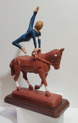 Hand Carved "Vaulting on horseback "
With this project I use   - Walnut, Mahogany and Maple  . Total  H-19"