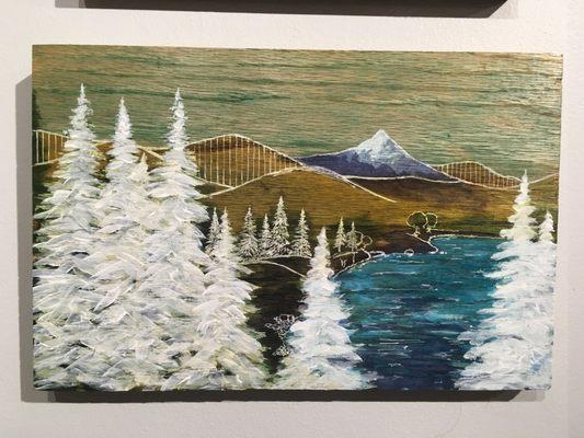 "Mt Hood" mixed media by Andy Kerr