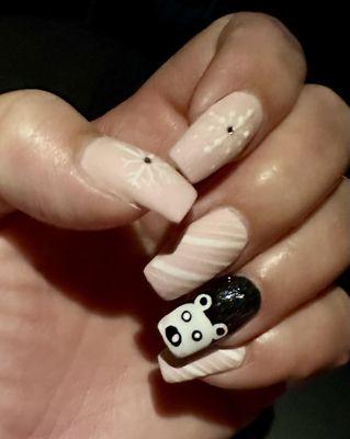 Polar bear in the night sky with matte pink and white   ‍ - LOVE  THANK YOU KELLY