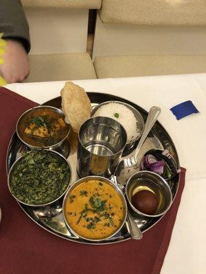 Cream of spinach, Chicken Tikka Masala, and chicken curry.