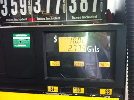 Hand them a $20, get no change and this amount of gas. Yes, you've been warned.