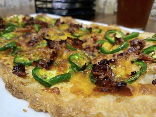 Bacon jalapeño flatbread with hot honey drizzle