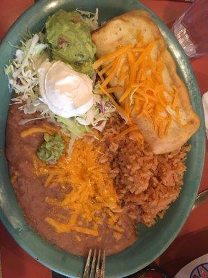 Chimichanga dinner plate .. large in size but "so-so" in taste.