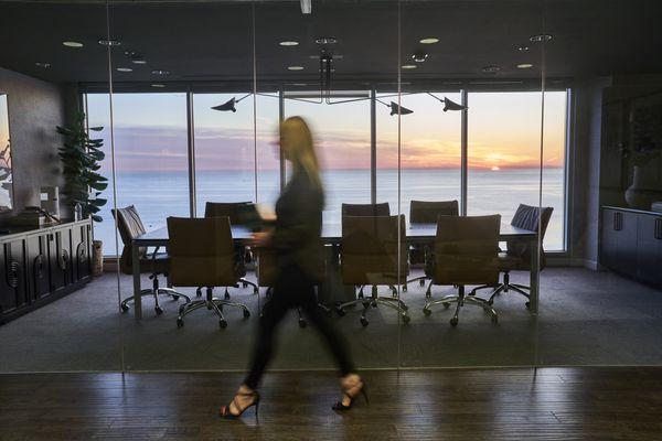 View of conference room at the law offices of Murphy Rosen LLP in Santa Monica, CA