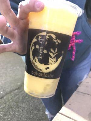 Peach blended smoothie with Crystal boba