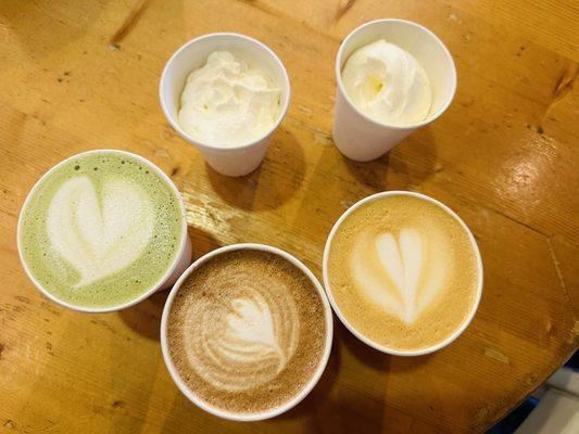 Mint Matcha  Peppermint Mocha Latte and Salted Caramel Latte