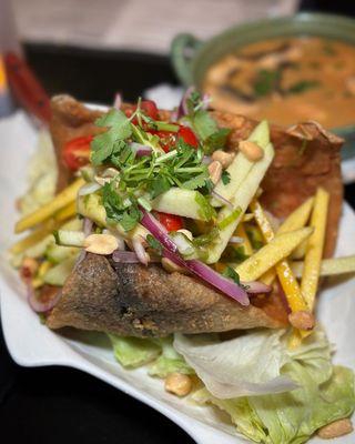 Crispy Fish on Mango Salad