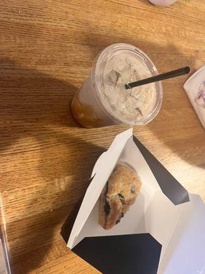 blueberry scone + iced coffee