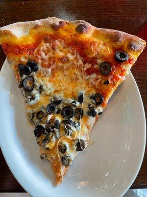 Slice of black olive pizza