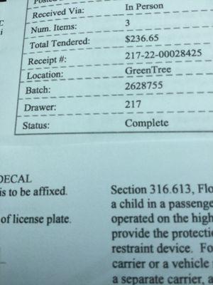 $237  for two vehicles 91.20 and a DL renewal 54.25