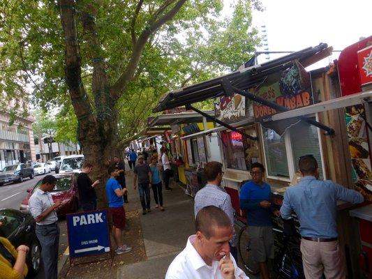 One of the food truck pods in Portland.