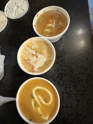 Lobster Bisque Soup, Buffalo Chicken, Chicken Noodle Soup